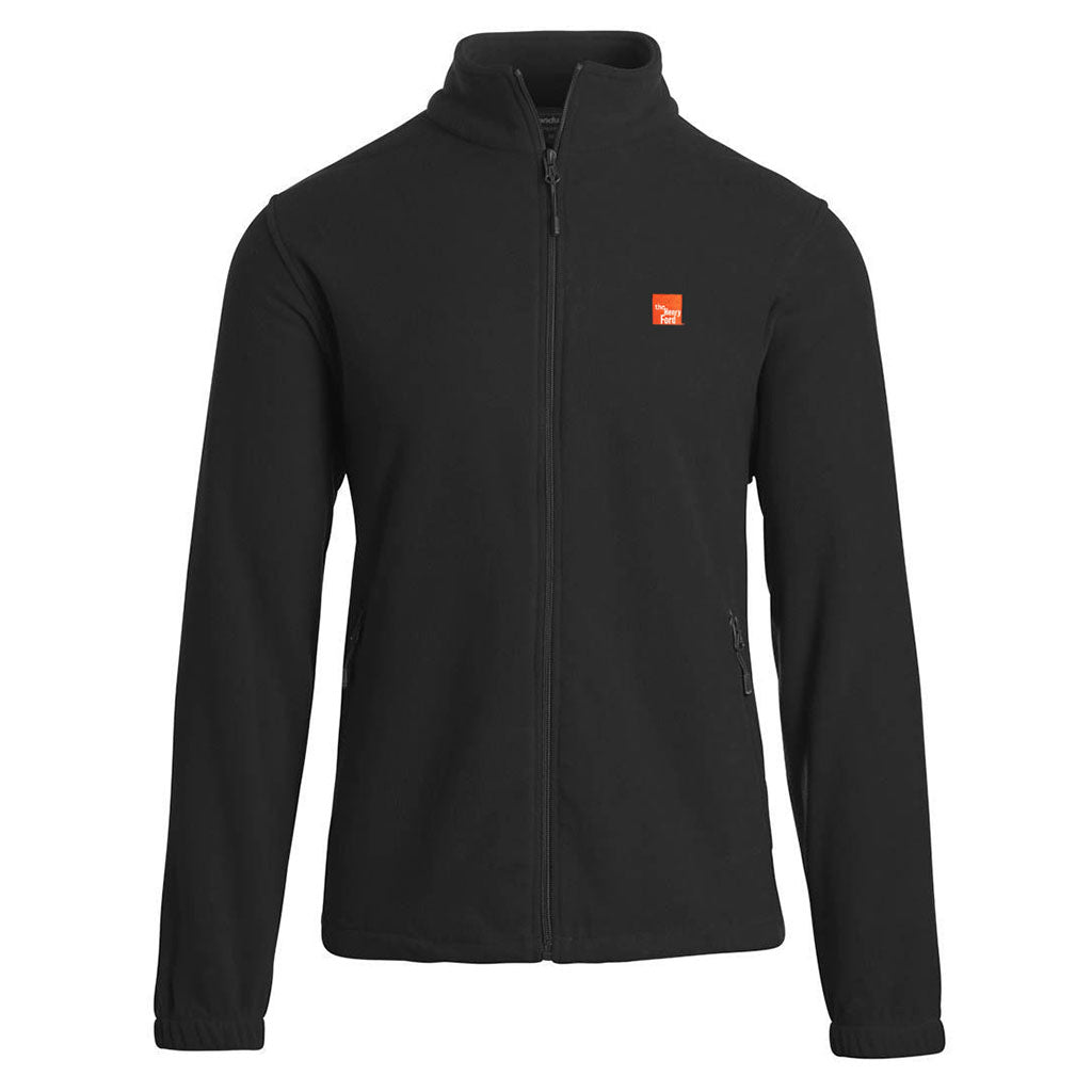 The Henry Ford Museum Logo Nantucket Zip-Up Sweatshirt for men features long sleeves, two front pockets, and a small red square logo on the left chest. This lightweight sweatshirt is shown against a plain white background.