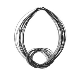Black and Silver Large Knot Piano Wire Necklace