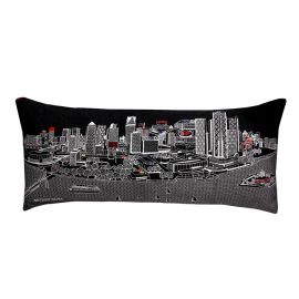 Detroit Night Skyline Pillow
